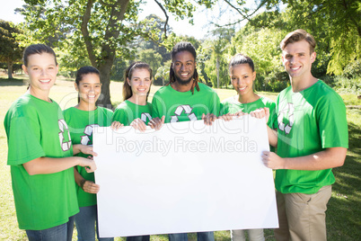 Happy environmental activists in the park