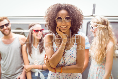 Hipster friends smiling at camera