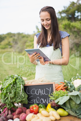 Woman selling organic vegetables at market