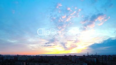 Sunrise over the City. Timelapse