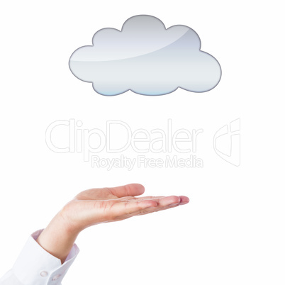 Open Palm And Empty Cloud With Copy Space.