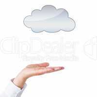 Open Palm And Empty Cloud With Copy Space.