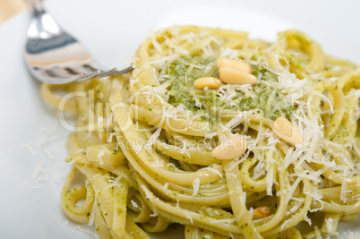 Italian traditional basil pesto pasta ingredients