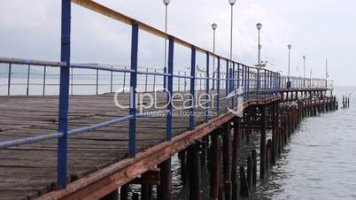Sea Gulls on Old Wood Pier