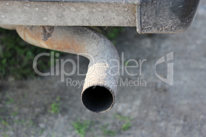old exhaust pipe of the auto