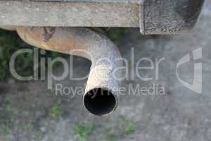 old exhaust pipe of the auto