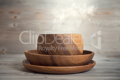 Empty bowl with hot smoke