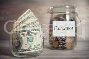 Financial concept with donations label.