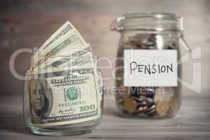 Financial concept with pension label.