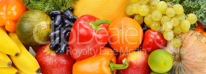 bright background of fruits and vegetables