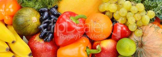 bright background of fruits and vegetables