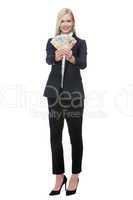 businesswoman holding money