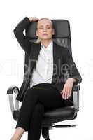 businesswoman with eyes closed