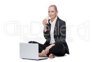 businesswoman with laptop computer