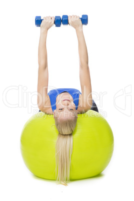 woman exercising with weights
