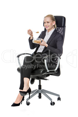 businesswoman having lunch