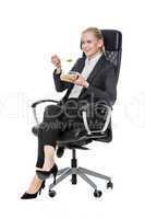 businesswoman having lunch