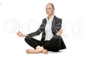 businesswoman doing yoga