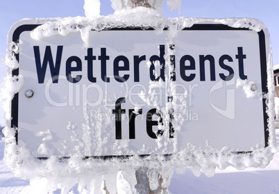 Wetterdienst, Schild mit Eis