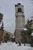 Clock tower at church in Bansko town