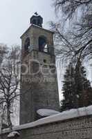 Clock tower at church in Bansko town