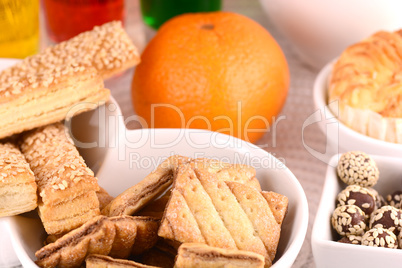 sweet cake on white plate and fruits