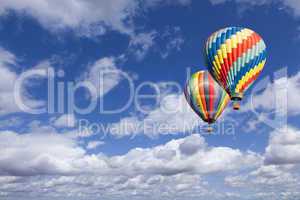 Hot Air Balloons In The Beautiful Blue Sky