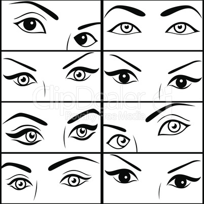 Eight pairs of female eyes