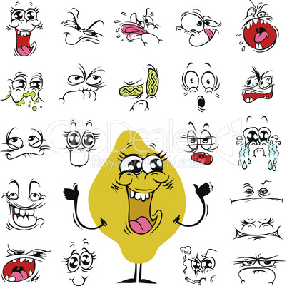 Cartoon Facial Expressions Set for Humor Design