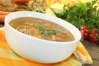 frische leckere winterliche Entensuppe