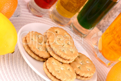 sweet cake on white plate and fruits