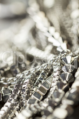 Pile of assorted silver chains