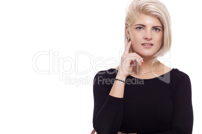 Pretty Woman Posing in Trendy Black Shirt
