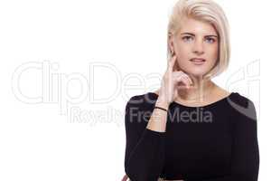 Pretty Woman Posing in Trendy Black Shirt