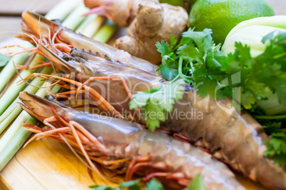 Ingredients for Thai tom yam soup