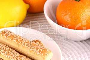 sweet cake on white plate and fruits