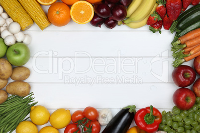 Gesunde vegetarisch Ernährung Rahmen aus Gemüse und Früchte m