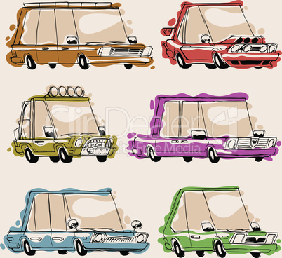 Retro Cartoon Cars Set