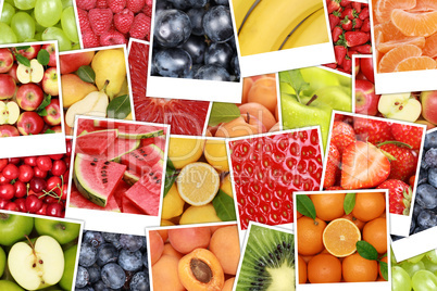 Hintergrund aus Früchte und Obst wie Apfel, Orange, Zitrone