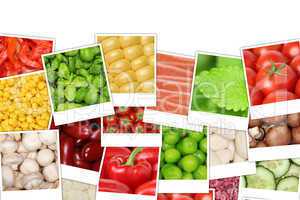 Hintergrund aus Gemüse wie Tomaten, Paprika, Salat, Kartoffeln