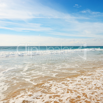 Ocean waves and blue sky