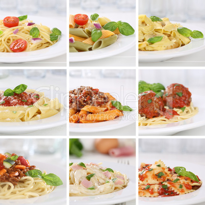 Italienisches Essen Collage von Spaghetti Food Pasta Nudel Geric