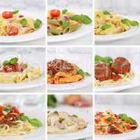Italienisches Essen Collage von Spaghetti Food Pasta Nudel Geric