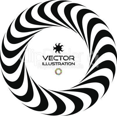 Black and white vector illustration of 3d ring. Vector template. Optical Art. Infinity sign.