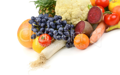 fruits and vegetables isolated on white background