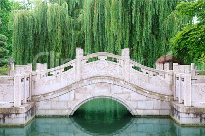 beautiful stone bridge in city park