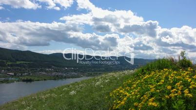 River, Sky, Clouds.