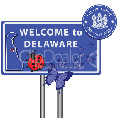 Road sign Welcome to Delaware