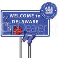 Road sign Welcome to Delaware