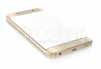 Gold Platinum Smartphone edge with blank screen